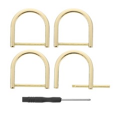 4Pcs D-Rings Screw in Shackle 25mm U Shape D Ring for Purse Bag DIY Gold