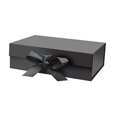 10.5"X7.5"X3.1" Magnetic Gift Box with Lid and Ribbon 1 Count (Pack of 1) Black