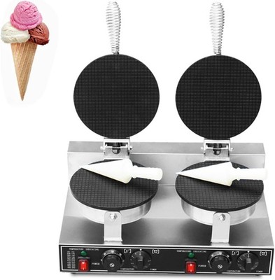 Commercial Waffle Cone Maker Nonstick Ice Cream Cone Electric Double Egg Roll US