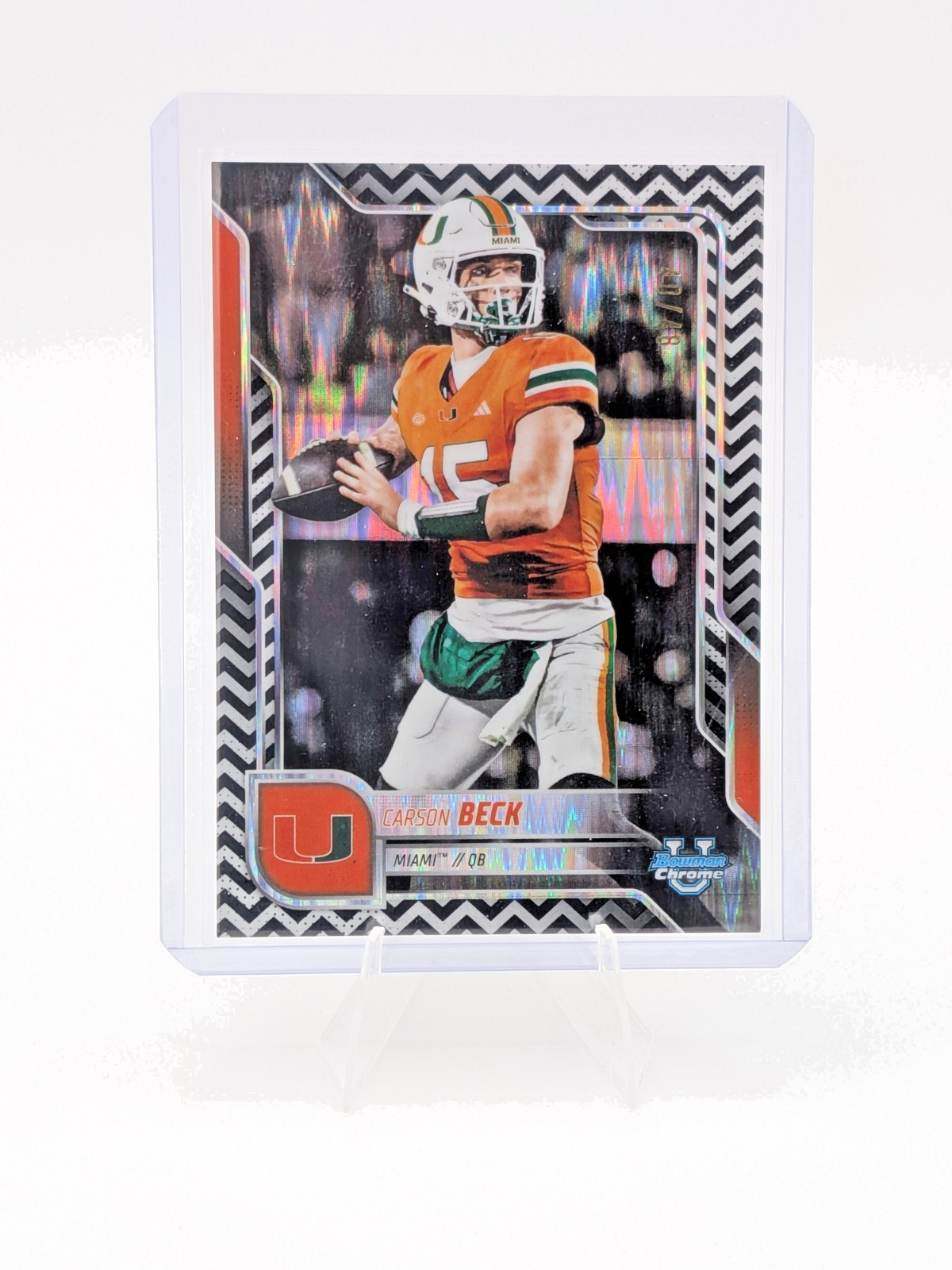 2025 Bowman U Chrome Carson Beck Black and White Stealth Refractor /48 #138