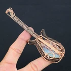 Caribbean Larimar Gemstone Copper Wire Wrap Guitar Pendant 4.53 Gift for Her F11