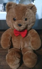 Vintage Dakin Fun Farm Plush Teddy Bear 1985 Red Bow, 21", Excellent