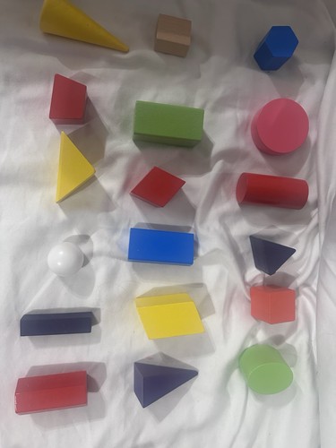 18pc Shapes Set. 3 Dimensional Wooden. Used Once. See Details