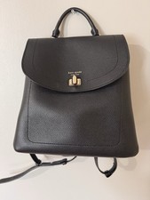Kate Spade New York Black Pebbled Backpack with Turn Lock, Gold Hardware