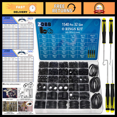 ''1540 Pcs O-Ring Assortment Kit - Metric Nitrile Rubber Set for Plumbing, Automo
