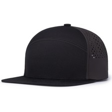 Pacific Headwear Perforated 6-Panel Arch Cap One Size Black/Charcoal/Black