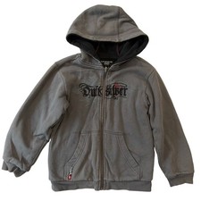 Quicksilver Heavy Hoodie Zip Jacket Boys Size M 5-6 Gray Sherpa Fleece Lined