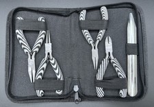 5-PC Jewelry Making Tool Kit Zebra Zip-up Case Ergonomic Slip-Resistant Handles