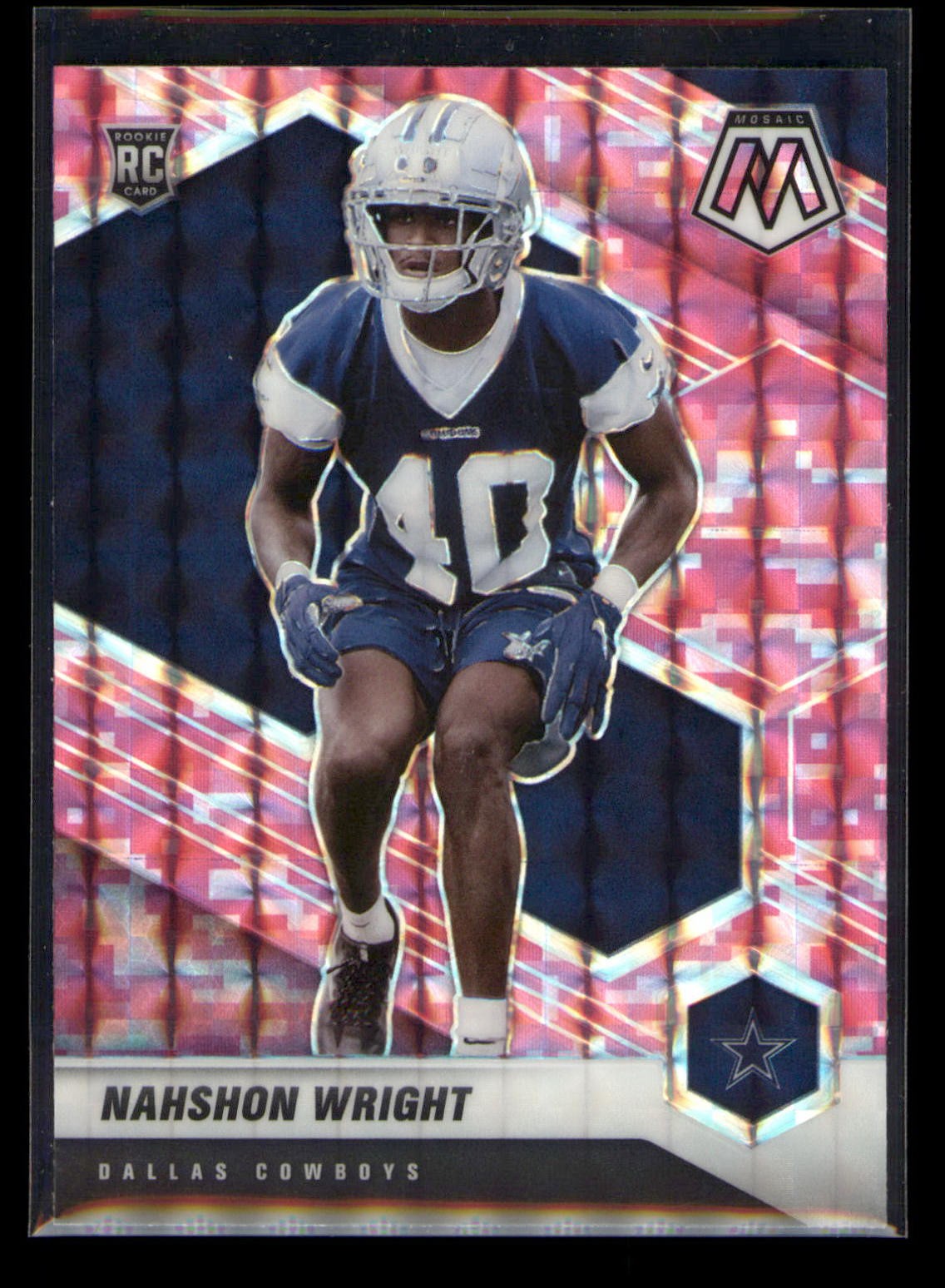 2021 Panini Mosaic Nahshon Wright #349 Prizm Camo Pink Rookie