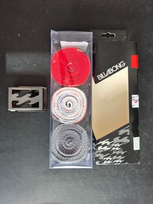 Billabong 3 x Gürtel Stoff Baumwolle Größe Onesize Grau Weiss Rot Erma Belt E6