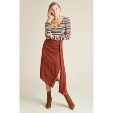 NWT VERONICA BEARD Parisa Draped Satin Midi Skirt 0
