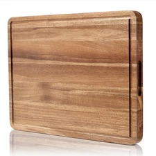 XL Wood Cutting Board 20x15x1 Butcher Block Reversible w/ Juice Groove Handles**