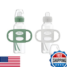 Dr. Brown's Milestones Narrow Sippy Spout Bottle, 8oz, Green/Gray, 2-Pack, 6m 