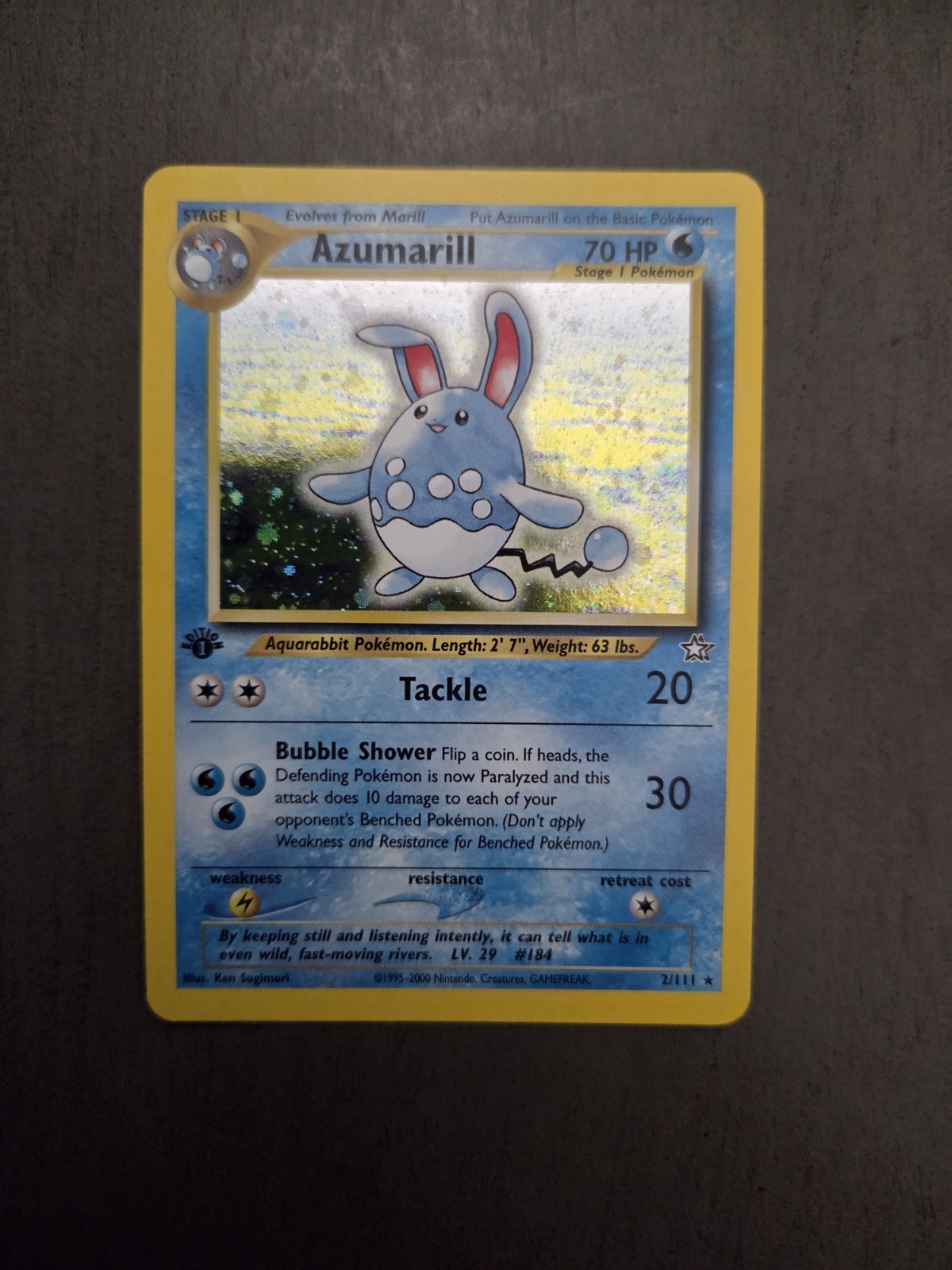 Azumarill Neo Genesis 2/111 1st Edition Holo Card Near Mint Condition