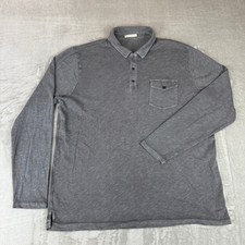 Marine Layer Vintage Slub Long Sleeve Polo Shirt Mens XL Gray Pocket New NWOT