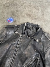 Vintage 80s Black Distressed Leather Biker Jacket