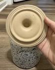 Vintage Blue White Speckled Ceramic Cheese Crock Canister Metal Bail Closure  — photo 9
