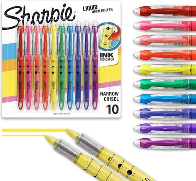Sharpie Liquid Highlighters Chisel Tip Assorted 10 Count