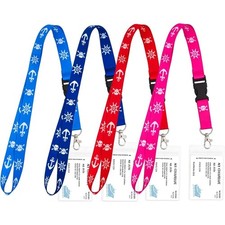 Waterproof Cruise Lanyards 4 Pack with ID Badge Reel Holder Detachable Buckle