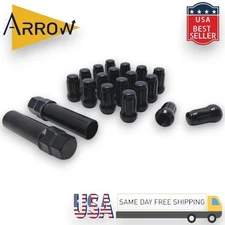 20 Black Spline Tuner Racing Lug Nuts 12x1.5 Fits Honda Acura + 2 Security Key