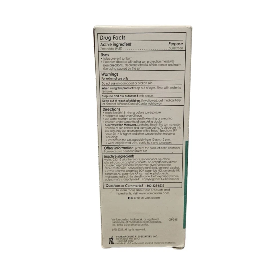 Crema hidratante facial Vanicream FPS 30 óxido de zinc protector solar con ceramidas 2,5 oz Foto 3 de 4