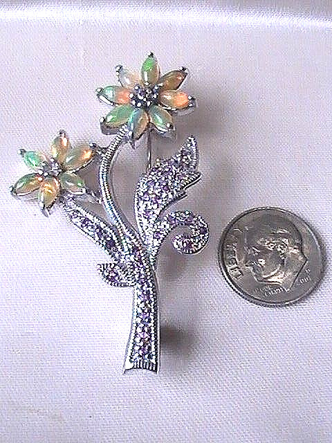 LOVELY Multi Gemstone Ruby Opal Exotic Flower Dai… - image 2