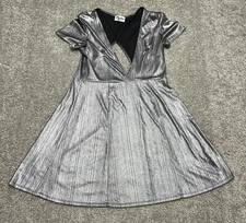 SHOW ME YOUR MUMU Womens Dress SM Silver Shift Get Twisted Mini Disco Glitz