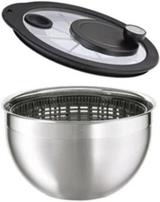 Rosle 15695 Stainless Steel Salad Spinner with Glass Lid