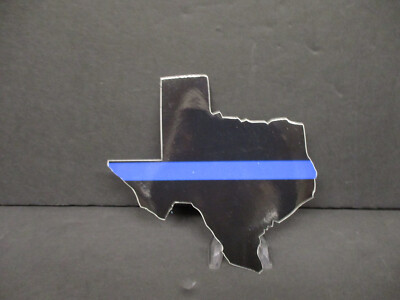 TEXAS STATE SHAPE BLUE LINE DECAL, REFLECTIVE. VINYL