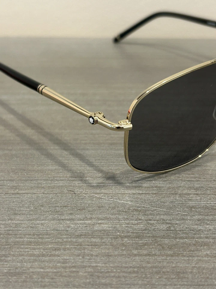 Gafas de sol Mont Blanc MB0069S 002 para hombre doradas-negras/verdes lentes piloto 60 mm Foto 3 de 4