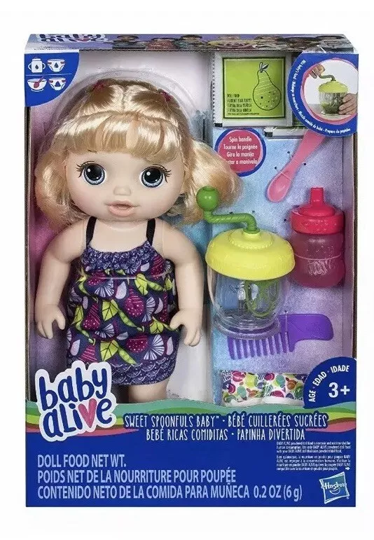 Baby Alive Sweet Spoonfuls Baby Doll Set Pretend Food Blender Diapers Toy  Girls