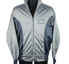 Vintage 80s Track Jacket Mens Size L Blue Gray Beverly Hills Sports Council