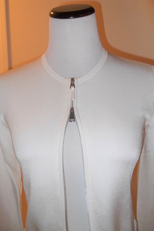RALPH LAUREN COUTURE  ZIP  TOP / CARDIGAN  --  OFF WHITE -- NEW -- Size S