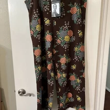 Attitudes by Renee 3X Petite MAXI PANT Wide Leg Pull On Pant Brown Floral 26W-28