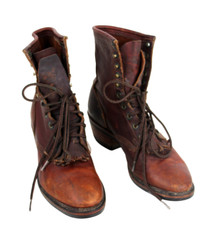 Vintage PD Tuff Brown Leather Lace Up Kittie Western Packer Boots Sz 10M