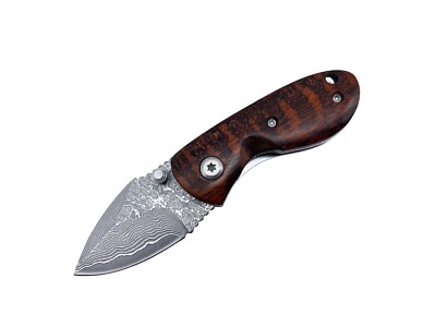 Perfect Pattern Handmade Rare Exotic Snakewood Small Damascus Folding Gift Knife