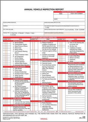 J. J. Keller 100-Pack, Annual Vehicle Inspection Report Forms, 3-Ply Carbonless 