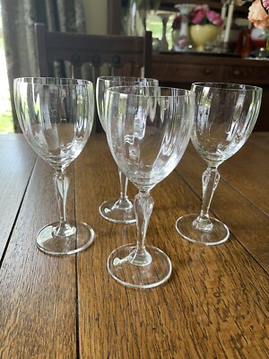 Set Of 4 San Marco Crystal Wine Glasses By Royal Crystal Rock Hand Blown
