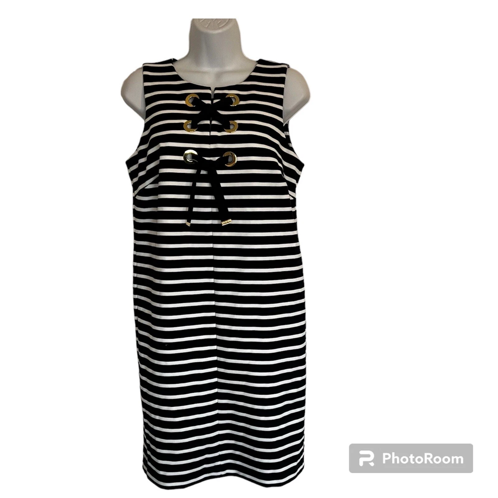 Abito senza maniche a righe bianco e nero MICHAEL MICHAEL KORS