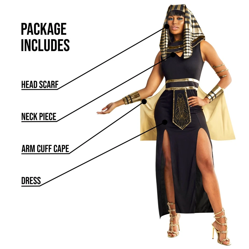 Women`s Cleopatra Costume S - 3XL Ladies Egyptian Queen Princess Dress Halloween - Image 4 of 4