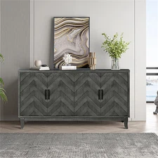 Accent Storage Cabinet Sideboard Free Standing with 4 Door for Living Room