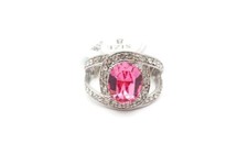 Sterling Silver 925 Pink Crystal Ring Size 7.75