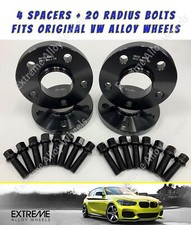 Black Alloy Wheel Spacers 15mm + 20mm Vw Atlas Caddy Eos Golf + Radius Bolts 57