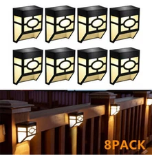 8 Pack Solar Deck Lights LED Fence Solar Lights Waterproof for Garden Patio Step