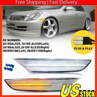 For 03-06 Infiniti G35 Base X Sedan LED Front Bumper Side Marker