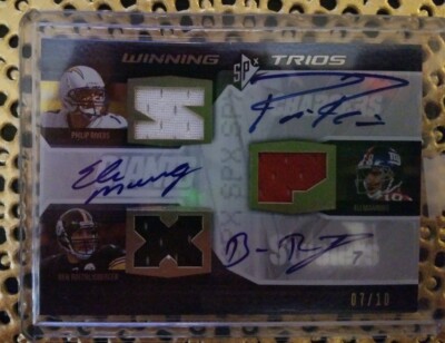 ELI MANNING PHILIP RIVERS BEN ROETHLISBERGER 08 SPX TRIOS GOLD AUTO/PATCH # 7/10