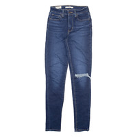 LEVI'S Distressed 721 High Rise BIG E Womens Jeans Blue Slim Skinny W25 L30