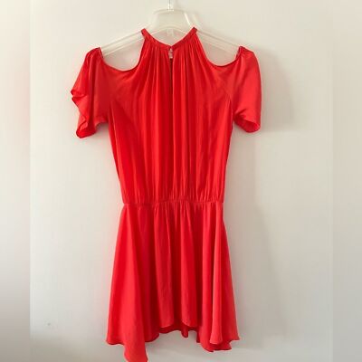 RAMY BROOK Eileen Red Mini Dress Could Shoulder Halter Neck Silky Tunic  Small | eBay