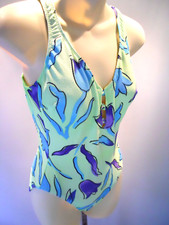 LaBlanca 80s Neon Green Tulip Flower Sport Onepiece Mod Bathing SwimSuit Vntg 10