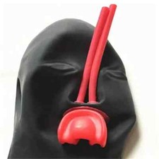 3D Latex Hood 0.6mm Rubber Mask Long Nose Tube Back Zip Men mask fit 59-62cm